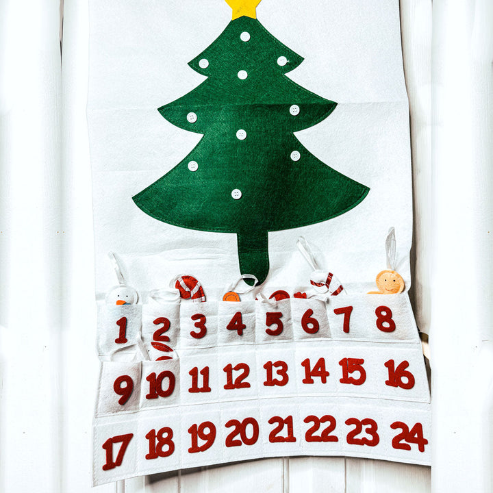 Felt Christmas Advent Calendar Reusable Holiday Countdown Decor Fun Holiday Gift