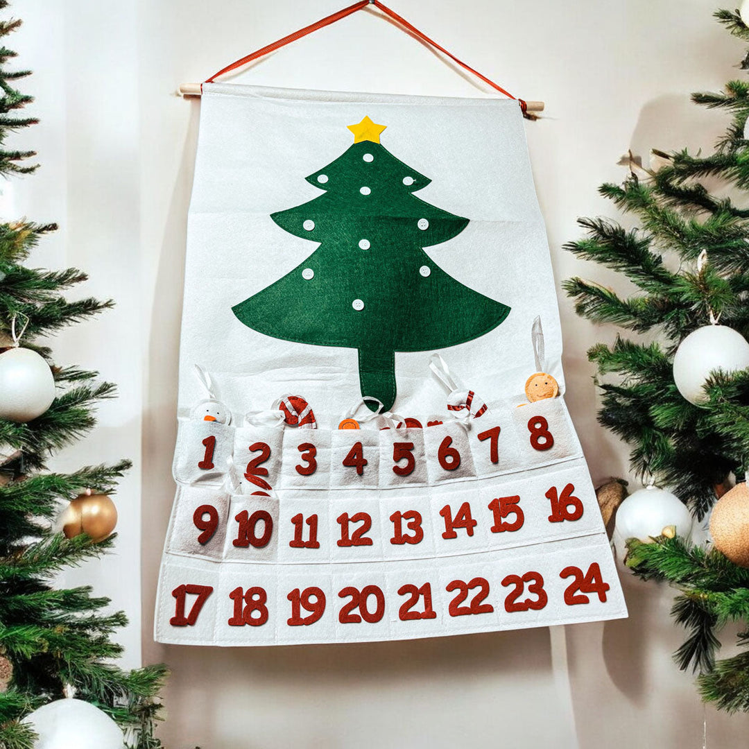 Felt Christmas Advent Calendar Reusable Holiday Countdown Decor Fun Holiday Gift