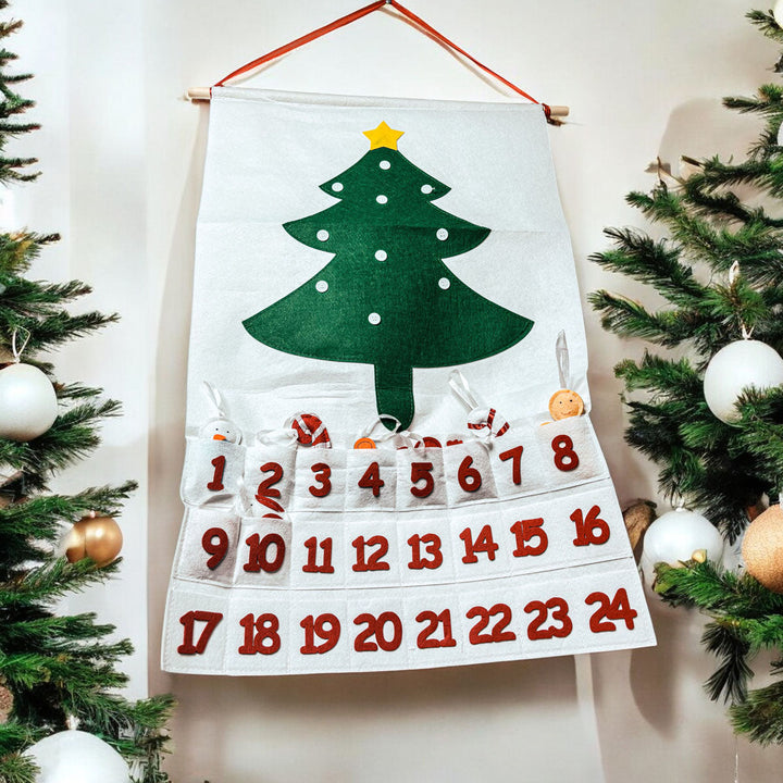 Felt Christmas Advent Calendar Reusable Holiday Countdown Decor Fun Holiday Gift