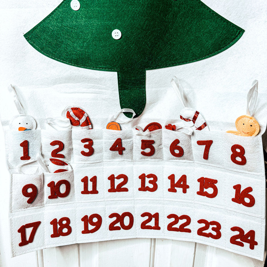 Felt Christmas Advent Calendar Reusable Holiday Countdown Decor Fun Holiday Gift