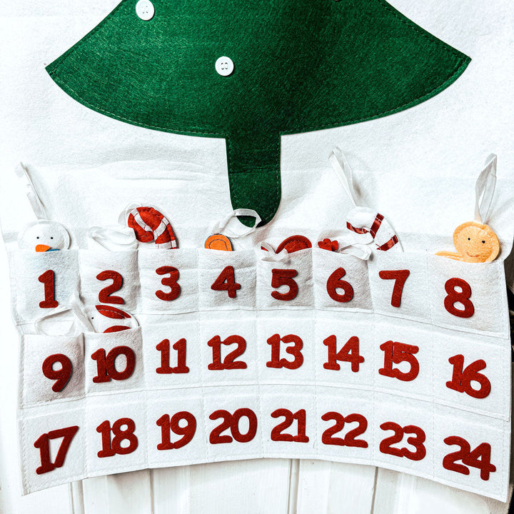 Felt Christmas Advent Calendar Reusable Holiday Countdown Decor Fun Holiday Gift