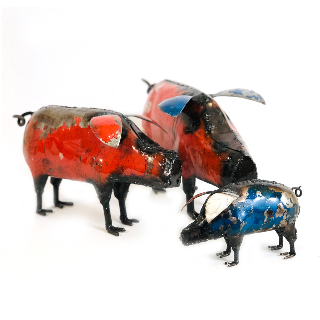 Cute Piggy - Colorful Recycled Metal