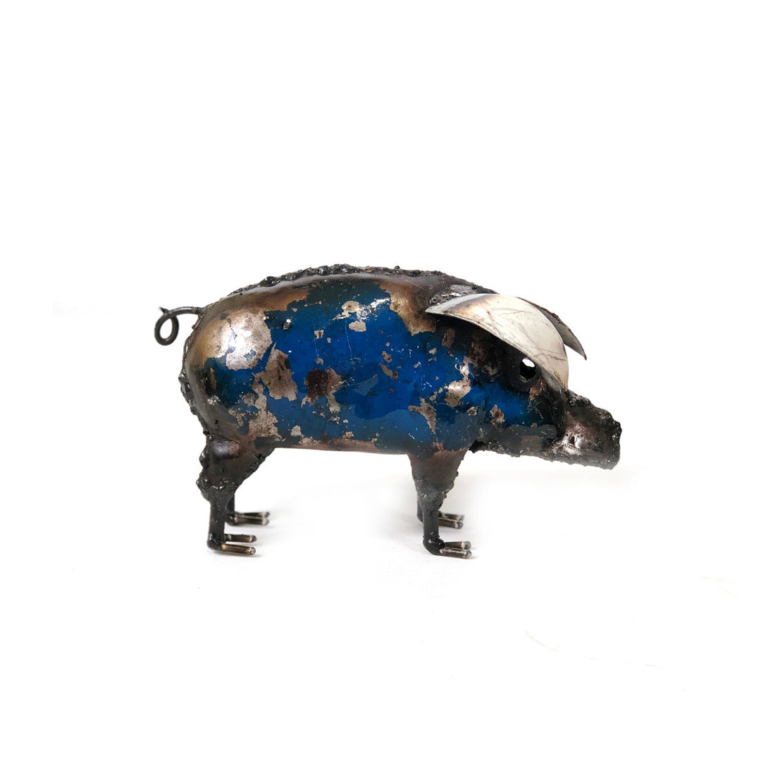 Cute Piggy - Colorful Recycled Metal