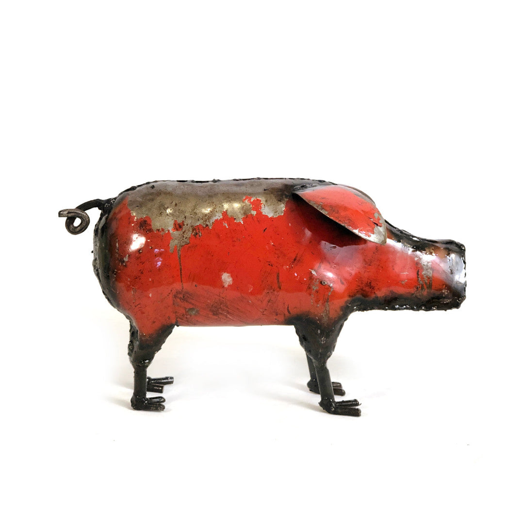 Cute Piggy - Colorful Recycled Metal