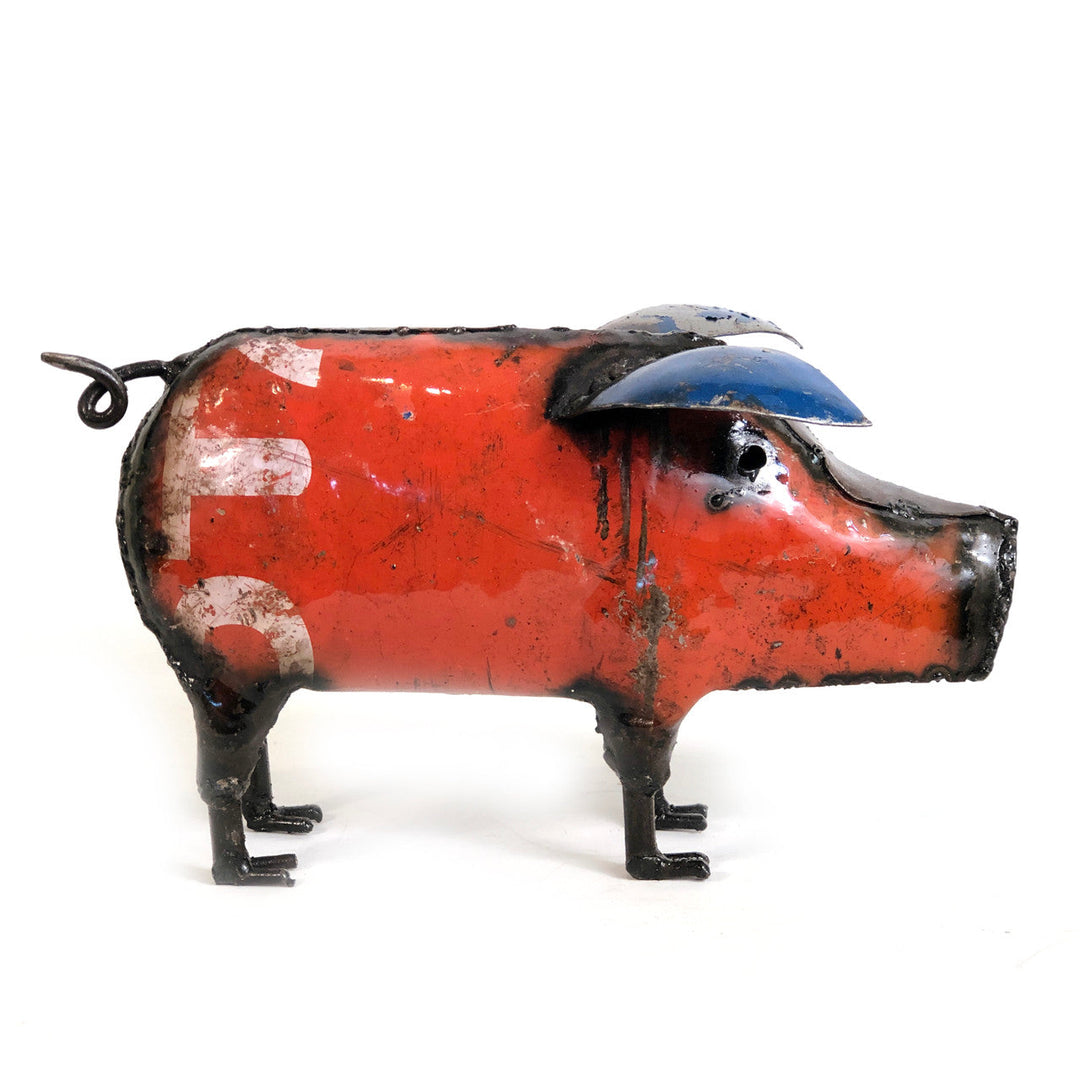 Cute Piggy - Colorful Recycled Metal