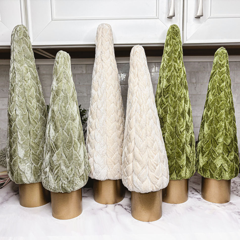 Velvet Christmas Tree Gold Pedestal Holiday Tabletop Home Decor Fun Holiday Gift