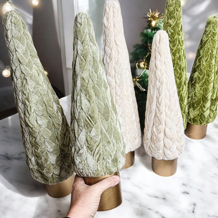 Velvet Christmas Tree Gold Pedestal Holiday Tabletop Home Decor Fun Holiday Gift