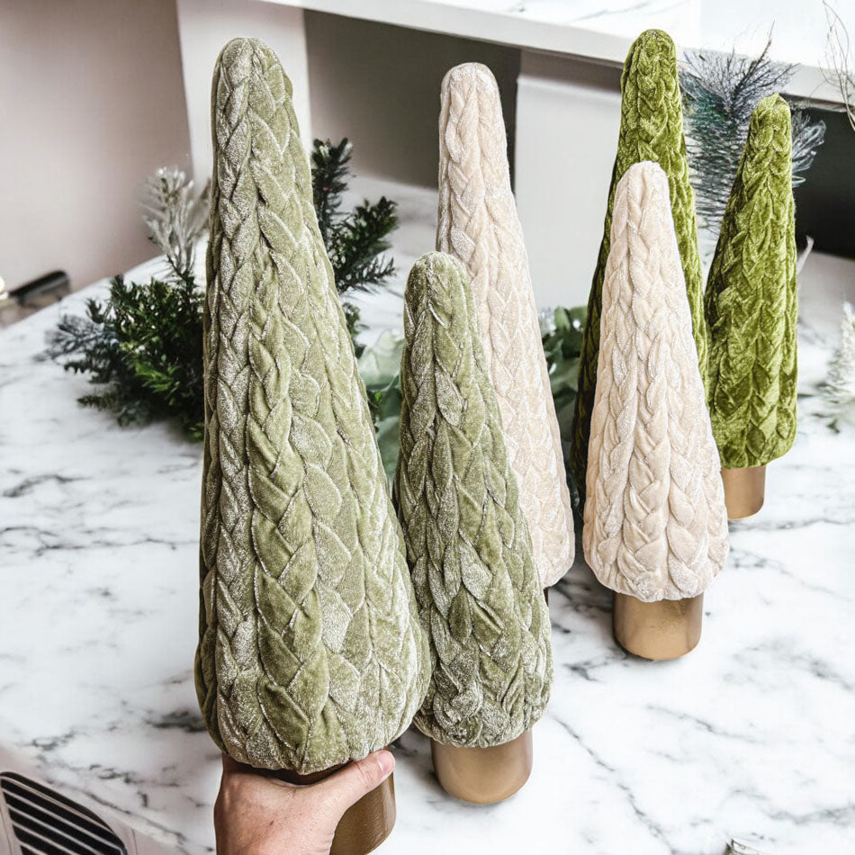 Velvet Christmas Tree Gold Pedestal Holiday Tabletop Home Decor Fun Holiday Gift