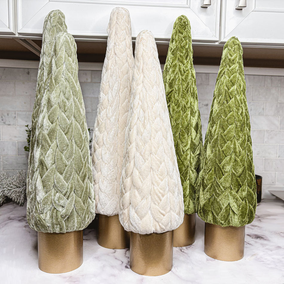 Velvet Christmas Tree Gold Pedestal Holiday Tabletop Home Decor Fun Holiday Gift
