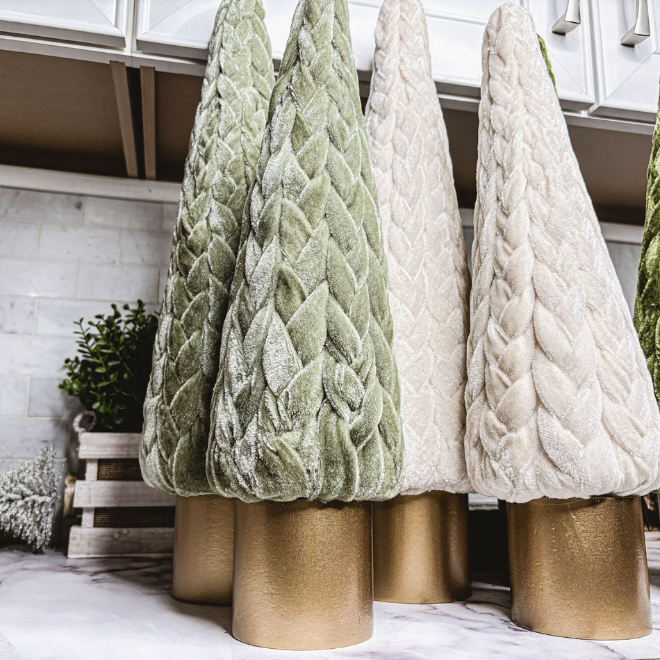 Velvet Christmas Tree Gold Pedestal Holiday Tabletop Home Decor Fun Holiday Gift