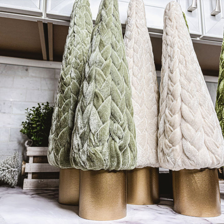 Velvet Christmas Tree Gold Pedestal Holiday Tabletop Home Decor Fun Holiday Gift