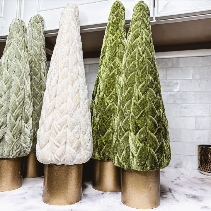 Velvet Christmas Tree Gold Pedestal Holiday Tabletop Home Decor Fun Holiday Gift