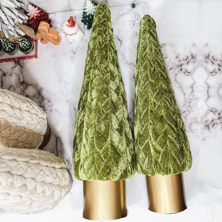 Velvet Christmas Tree Gold Pedestal Holiday Tabletop Home Decor Fun Holiday Gift