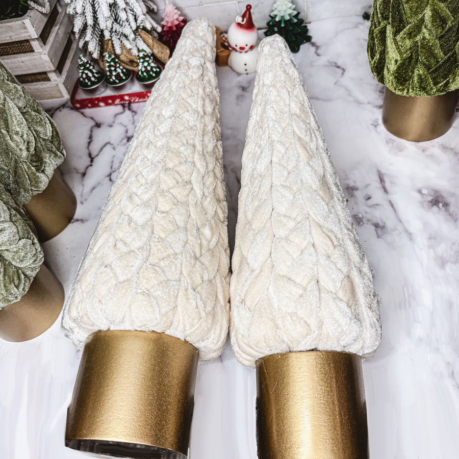 Velvet Christmas Tree Gold Pedestal Holiday Tabletop Home Decor Fun Holiday Gift