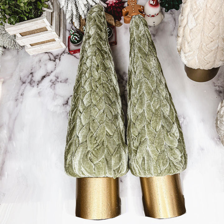 Velvet Christmas Tree Gold Pedestal Holiday Tabletop Home Decor Fun Holiday Gift