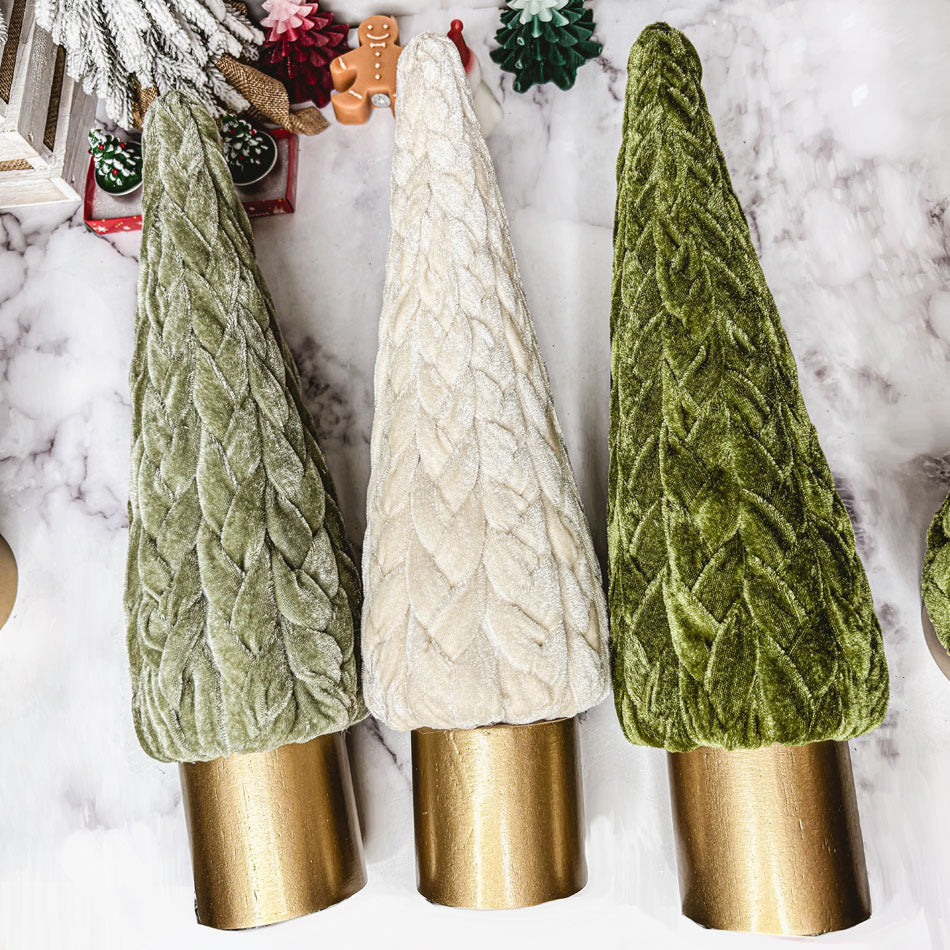 Velvet Christmas Tree Gold Pedestal Holiday Tabletop Home Decor Fun Holiday Gift