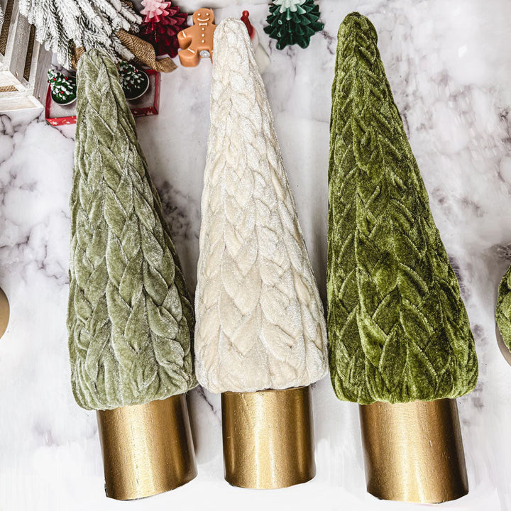 Velvet Christmas Tree Gold Pedestal Holiday Tabletop Home Decor Fun Holiday Gift