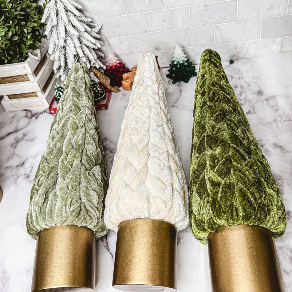 Velvet Christmas Tree Gold Pedestal Holiday Tabletop Home Decor Fun Holiday Gift