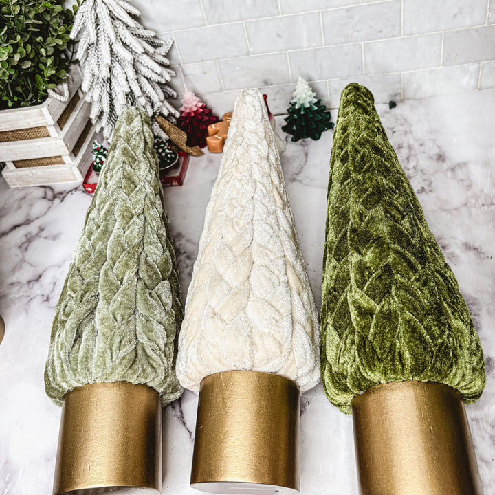 Velvet Christmas Tree Gold Pedestal Holiday Tabletop Home Decor Fun Holiday Gift