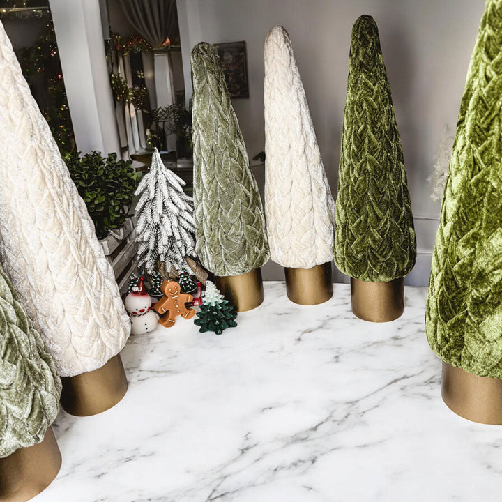 Velvet Christmas Tree Gold Pedestal Holiday Tabletop Home Decor Fun Holiday Gift