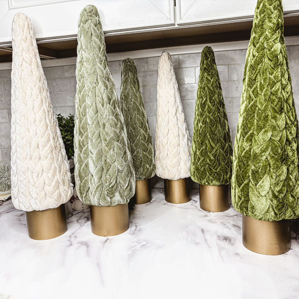 Velvet Christmas Tree Gold Pedestal Holiday Tabletop Home Decor Fun Holiday Gift
