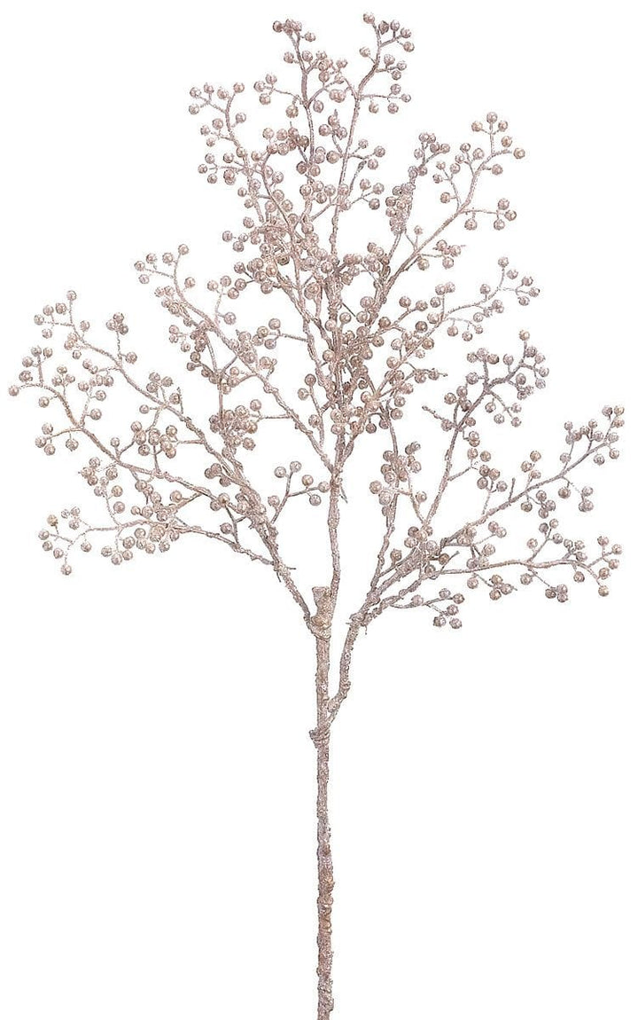 24" Faux Glittered Berry Stem Champagne
