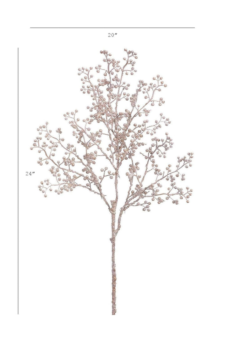 24" Faux Glittered Berry Stem Champagne