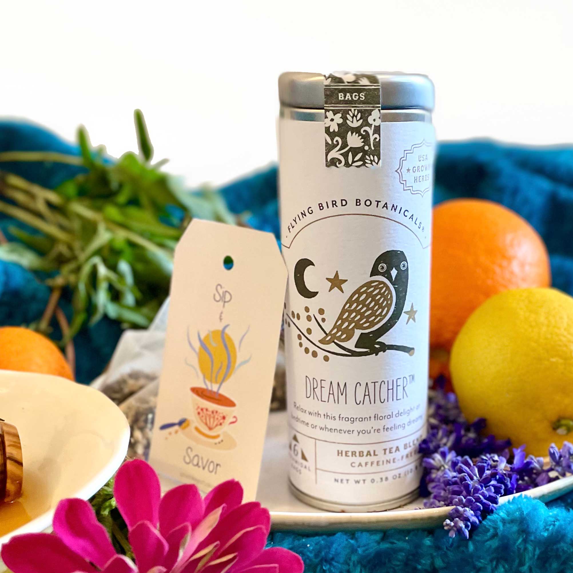 "Peaceful Dreams" Organic Tea Gift Set w. Pocket Mindfulness Journal & Honey (Sip & Relax)