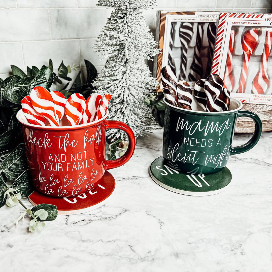 Edible Sugar Spoons 6 Pack Peppermint Cinnamon Cocoa Flavor Gift Box Great Gifts