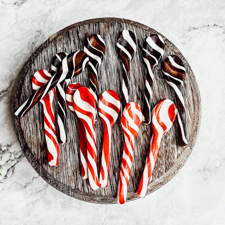 Edible Sugar Spoons 6 Pack Peppermint Cinnamon Cocoa Flavor Gift Box Great Gifts