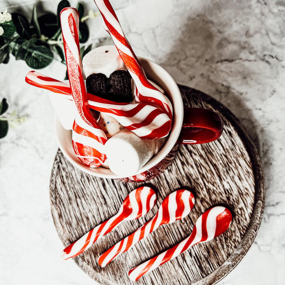 Edible Sugar Spoons 6 Pack Peppermint Cinnamon Cocoa Flavor Gift Box Great Gifts