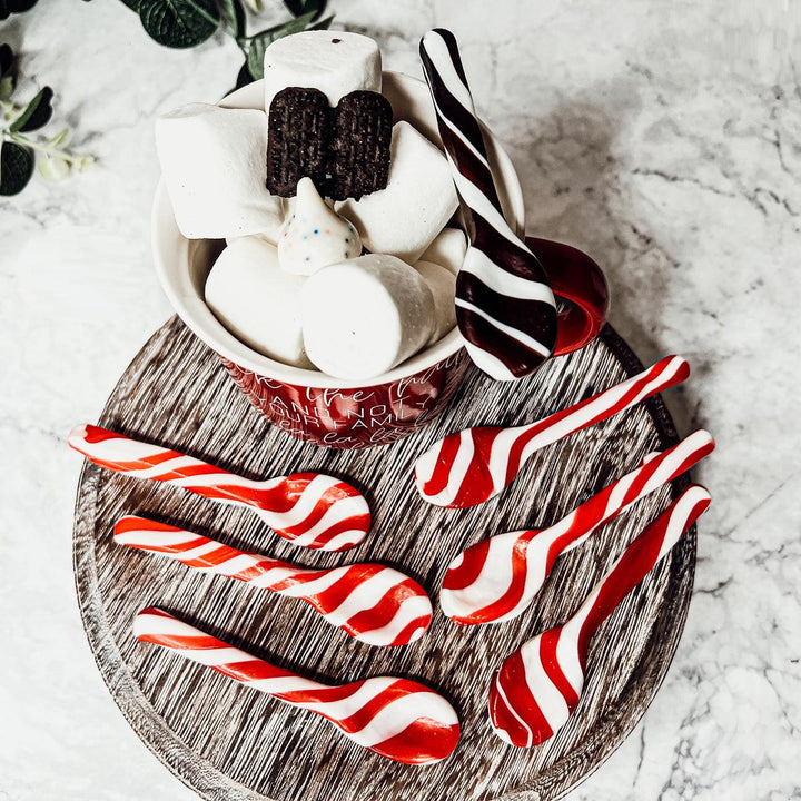 Edible Sugar Spoons 6 Pack Peppermint Cinnamon Cocoa Flavor Gift Box Great Gifts