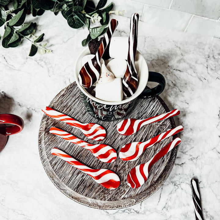 Edible Sugar Spoons 6 Pack Peppermint Cinnamon Cocoa Flavor Gift Box Great Gifts
