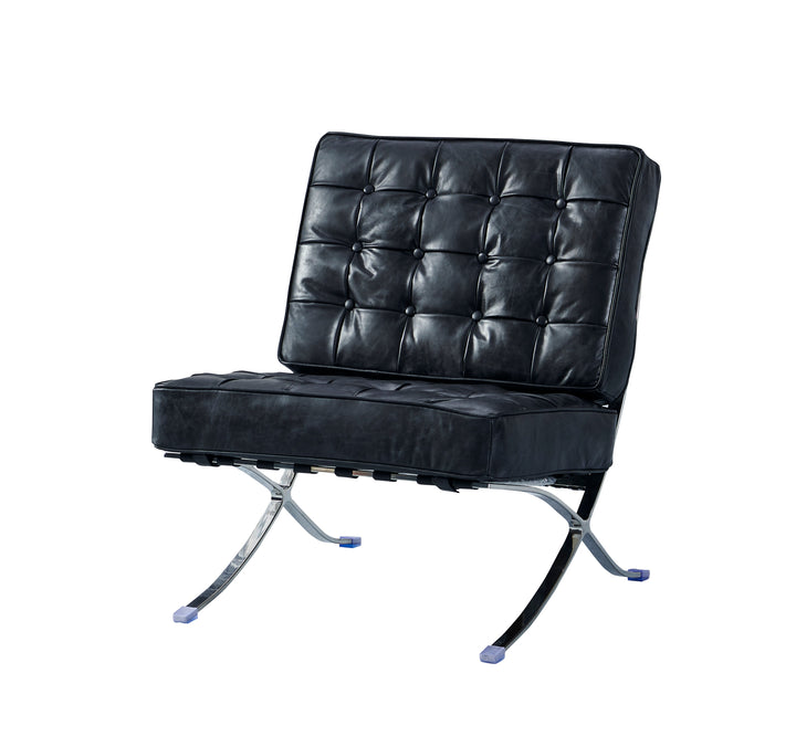 Francisco Modern Curule Style Chair and Ottoman Set - Brown Leather