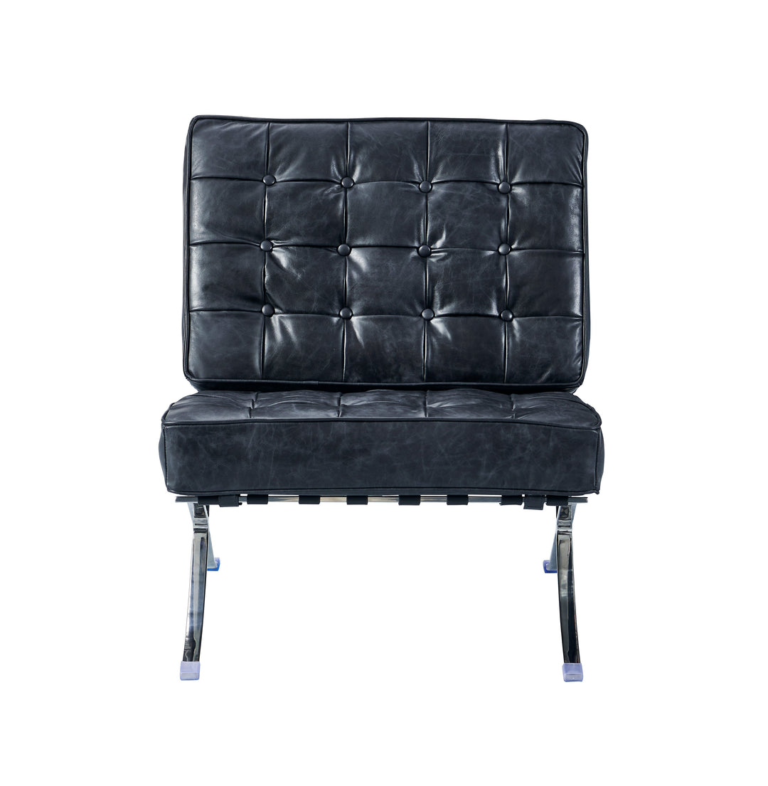 Francisco Modern Curule Style Chair and Ottoman Set - Brown Leather