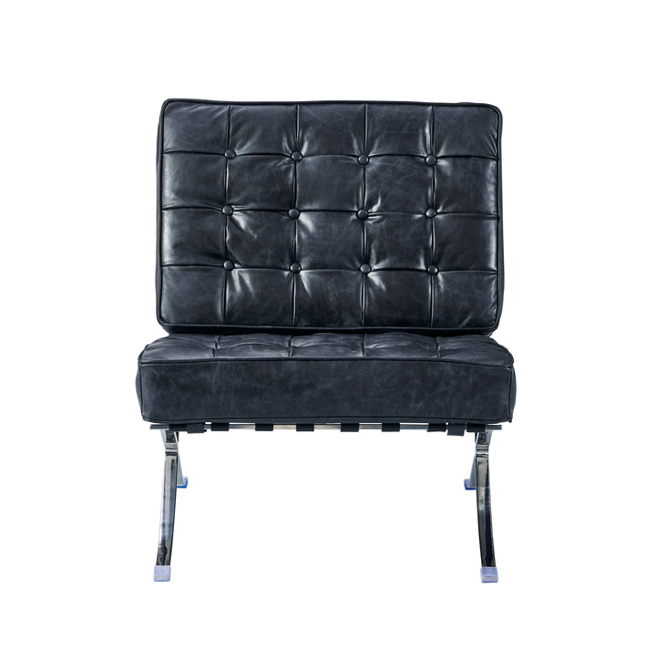 Francisco Modern Curule Style Chair and Ottoman Set - Brown Leather