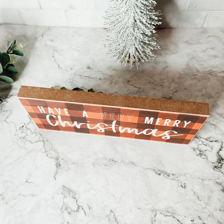 Red Buffalo Check Merry Christmas Wooden Sign 10 Inch Holiday Decor Great Gifts
