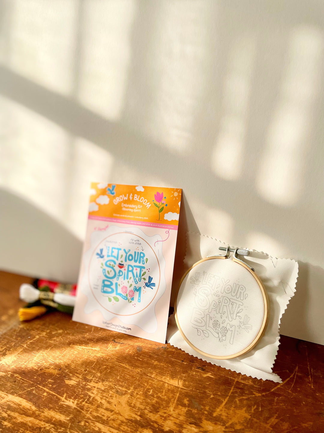 "Let Your Spirit Bloom" Eco-Embroidery Kit w. Birds &amp; Tulips 4" Sampler (Joyful Threads Grow &amp; Bloom)