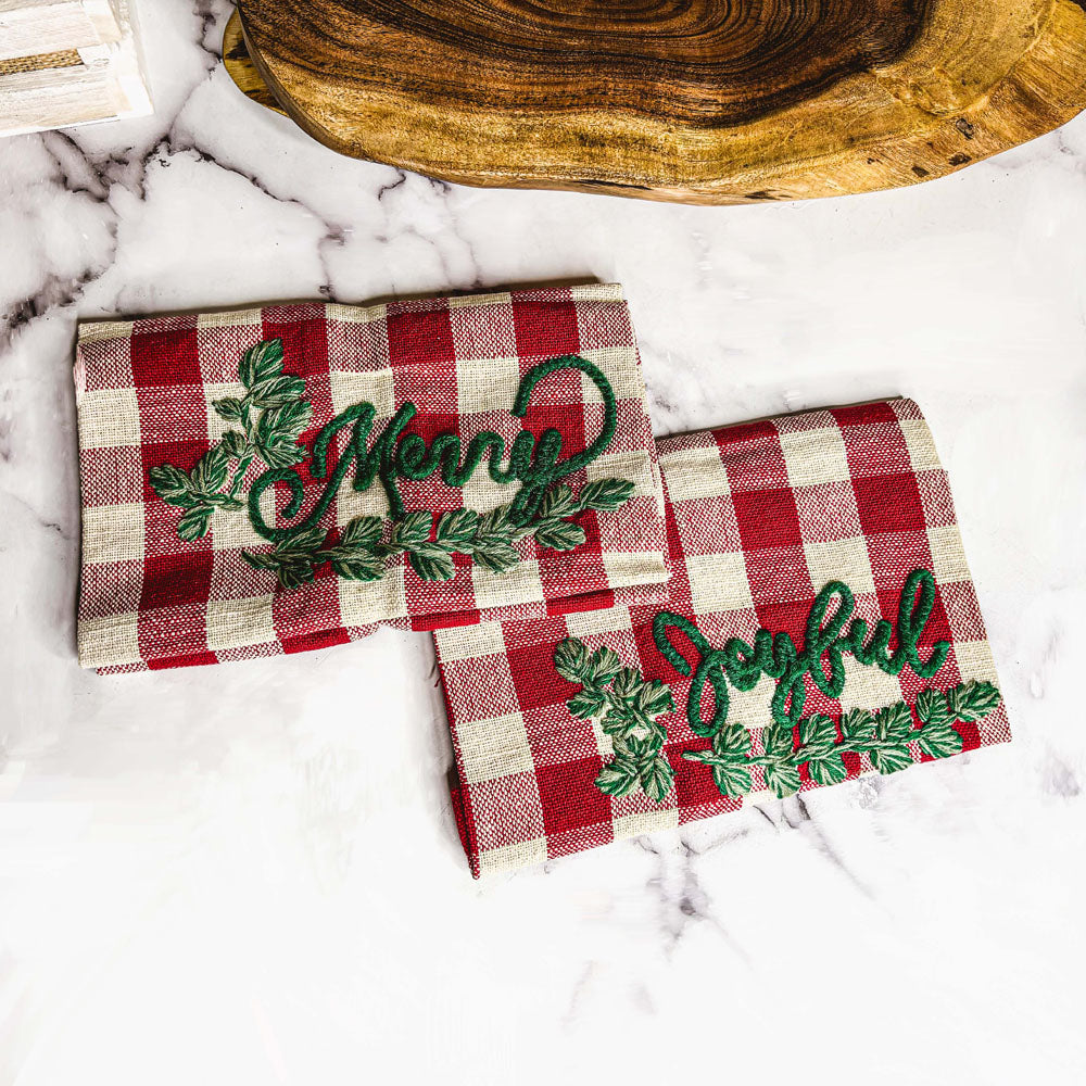 Holiday Acacia Charcuterie Board Cotton Tartan Towel Gift Set Great Holiday Gift