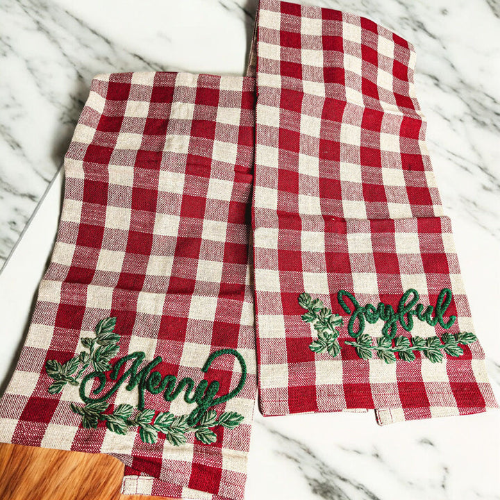 Holiday Acacia Charcuterie Board Cotton Tartan Towel Gift Set Great Holiday Gift