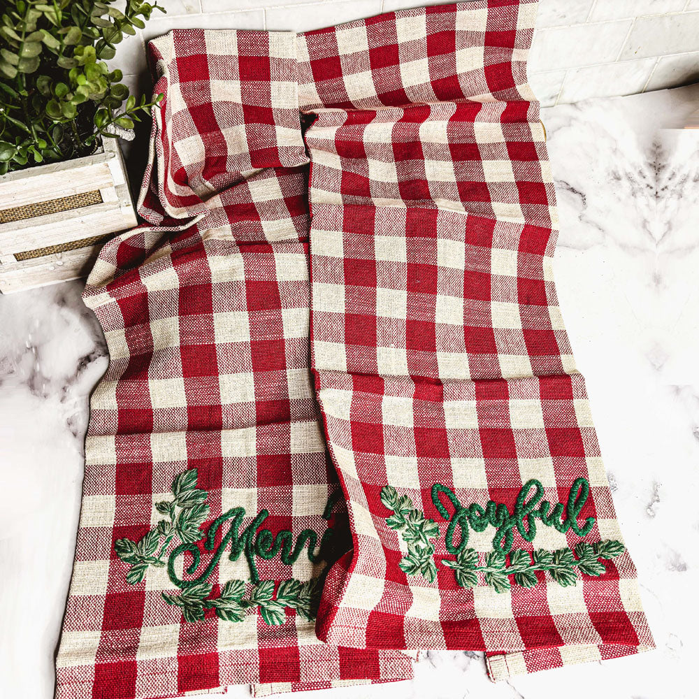 Holiday Acacia Charcuterie Board Cotton Tartan Towel Gift Set Great Holiday Gift