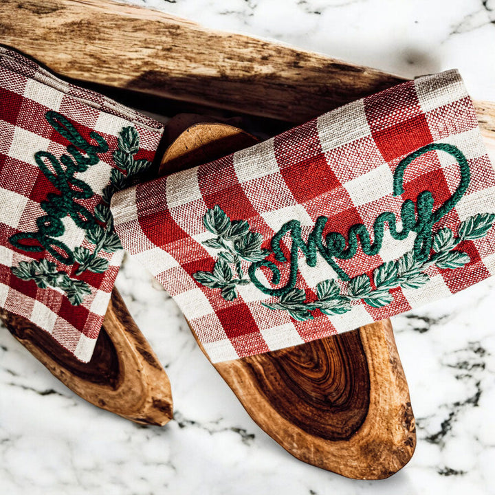 Holiday Acacia Charcuterie Board Cotton Tartan Towel Gift Set Great Holiday Gift
