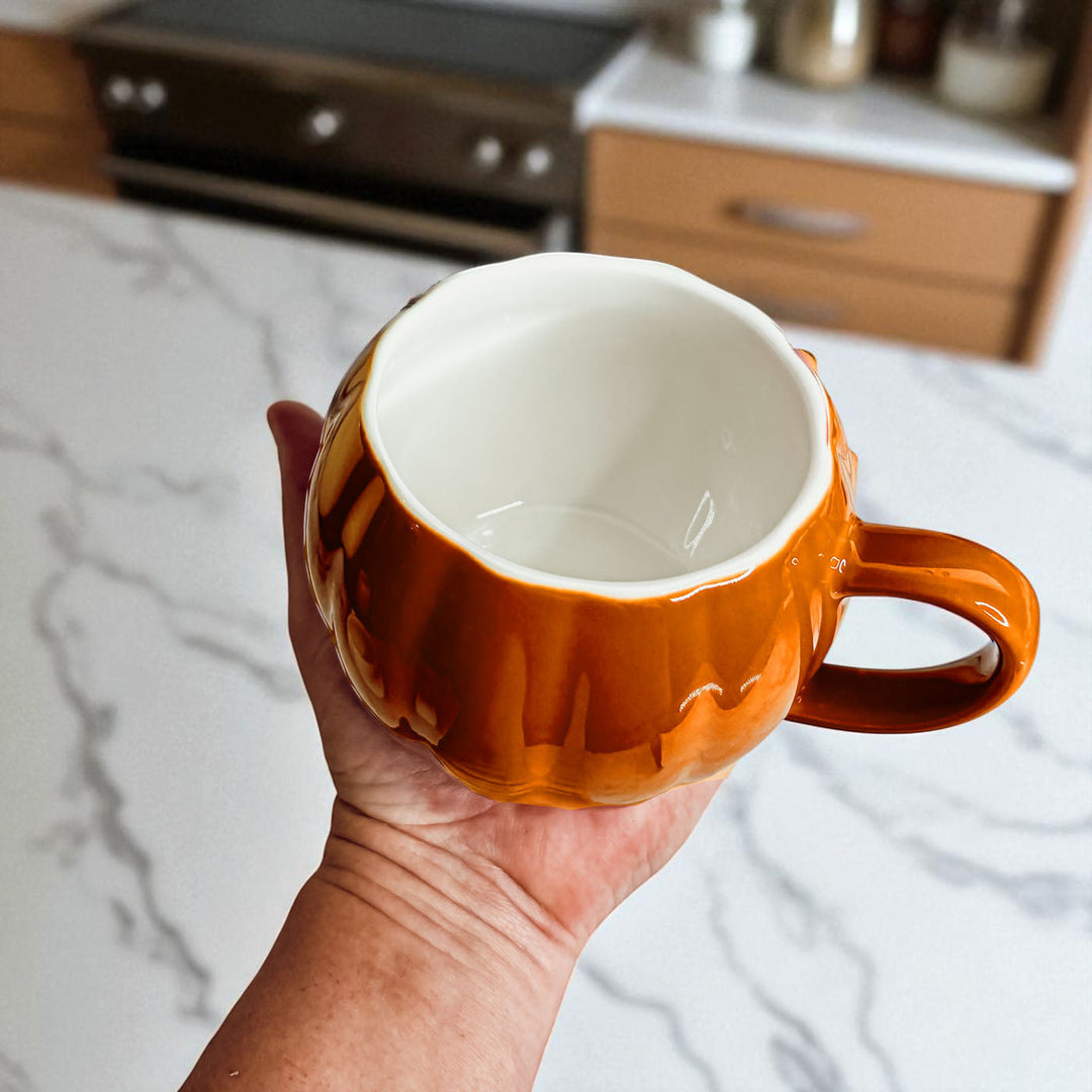 Pumpkin Shaped Ceramic Coffee Mug 16.8oz Fall Drinkware Great Gift for Friends