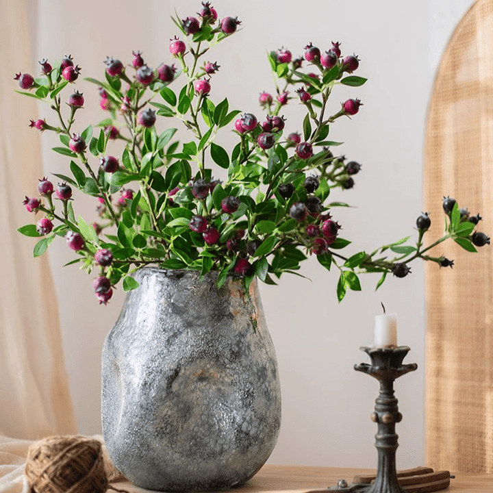 Artificial Fruit Alpine Blueberry Stem 22.4" Tall Silk Plant