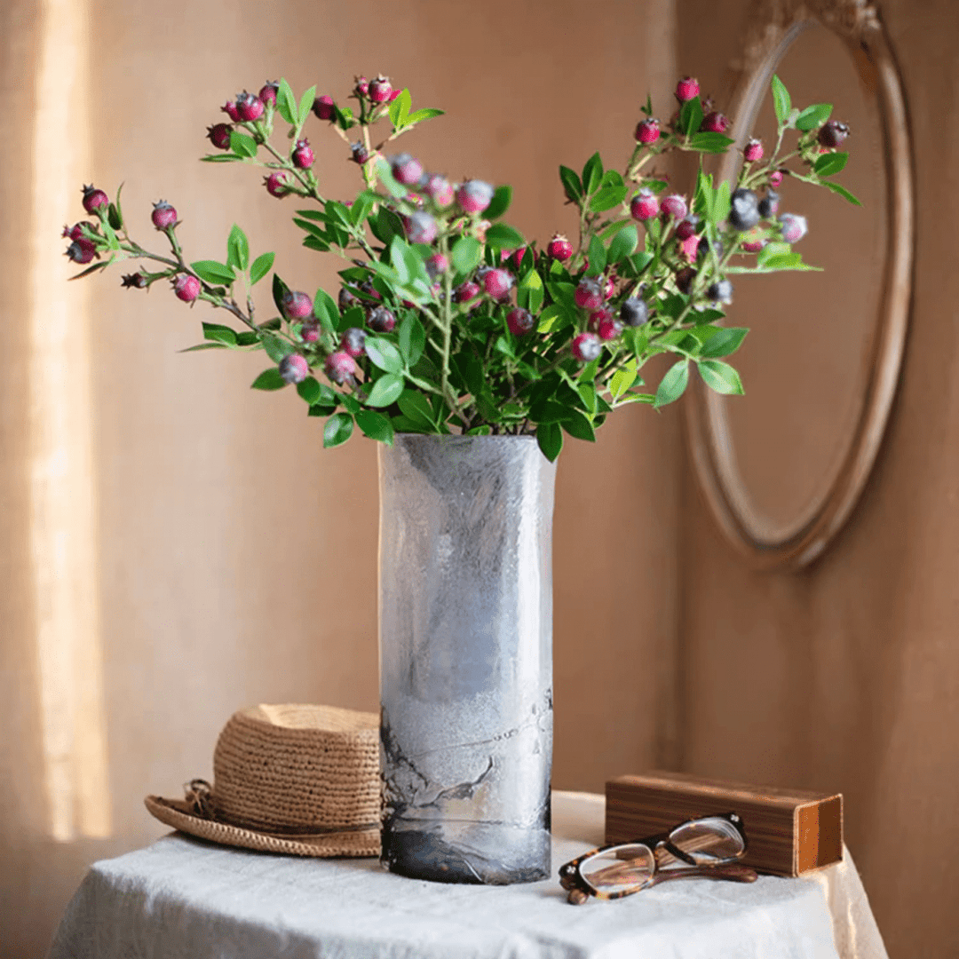 Artificial Fruit Alpine Blueberry Stem 22.4" Tall Silk Plant