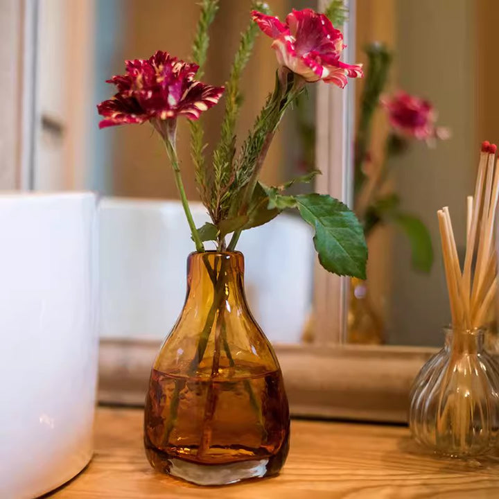 Amber Handblown Glass Bottle