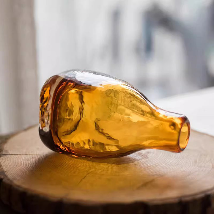 Amber Handblown Glass Bottle