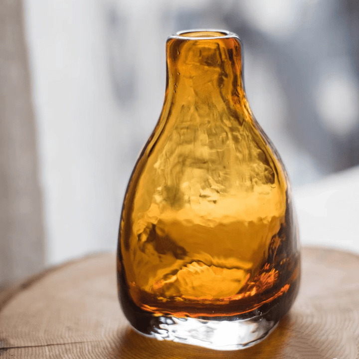 Amber Handblown Glass Bottle