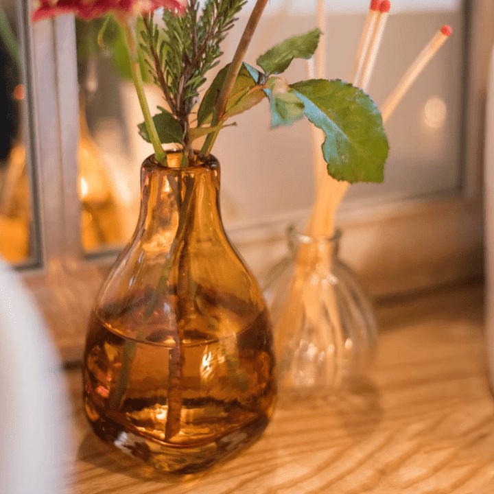 Amber Handblown Glass Bottle