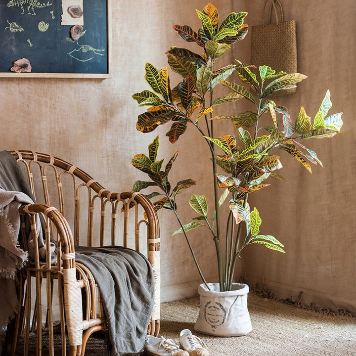 Large Leaf Artificial Croton Tree In Pot